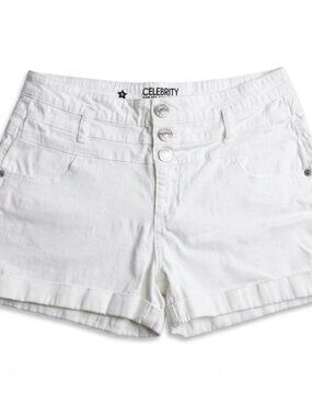 Celebrity Pink Jeans White Denim Cuffed Shorts Juniors Size 9 Stretch